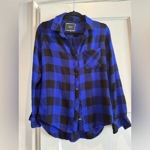 Rails Hunter Blue & Black Checkered Flannel Shirt, Size XS